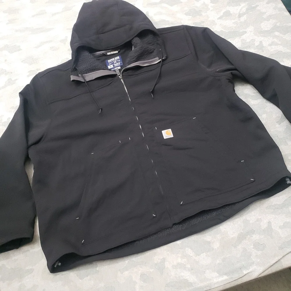 Carhartt Super Dux Jacket Men 3XL Black Relaxed Fit Zip Rain Defender Hooded